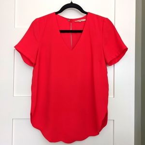 Red Scallop Hem Top